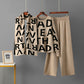 Elegant Knitting Suit Letter Shawl Woolen Round Neck Casual Wide Leg Pants
