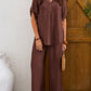 Loose Leisure Suit Solid Color Short-sleeved Trousers