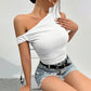 Women's Fashion Personality Slim Fit Shoulder T-shirt