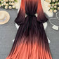 Mid-length A- Line Gradient Pleated Dress