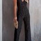 Solid Color Lace Stitching Sleeveless Casual Suspender Jumpsuit