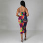 Fashion Digital Print Suspender Dress