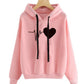 Sweat à capuche à manches longues pour femme, imprimé cœur, style streetwear, printemps-automne