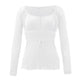 Autumn Mesh Lace Pullover Bow Waist Long Sleeve Top