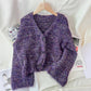 Women's Solid Color Short Casual Loose Knit Cardigan
