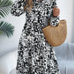 Casual Loose Contrast Color Leopard-print Long-sleeved Shirt Dress