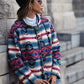 New Casual Plush Women's Loose Single Breasted Geometric Coat
