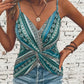 New European And American-style Ethnic Retro Italian Spaghetti Chain Print Knotted Sexy V-neck Camisole