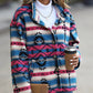 New Casual Plush Women's Loose Single Breasted Geometric Coat