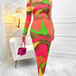 Women's Clothing Print Asymmetric One-shoulder Skirt Suit