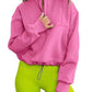 Women's Fashion Casual Stand Collar Half Zip Drawstring At Hem Brushed Hoody