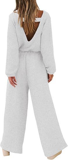 Combinaison pull dos nu à manches longues et couleur unie pour femme, style sport et loisirs, mode européenne et américaine