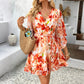 European And American Leisure Simple Style Floral Lace-up Skirt Dress