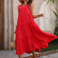 Women's Summer Solid Color And V-neck Layered Stitching Loose Dress