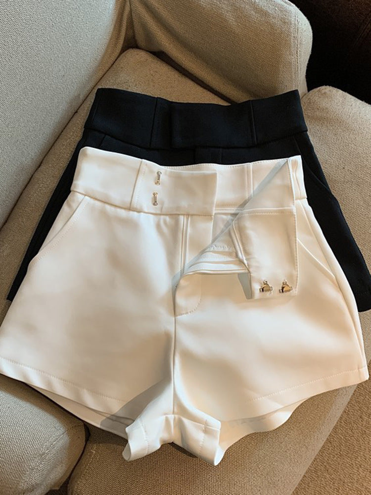 Short de costume taille haute pour femme, coupe trapèze