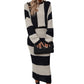 Robe longue en tricot ample à rayures contrastées pour l'automne et l'hiver