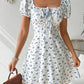 French-style Fashionable Puff-sleeved Floral Dopamine-chic Dress