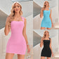 European And American Fashion Pure Color Halter Waist-tight Sheath Dress Women