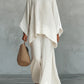 Womens Minimalist Relaxed-fit Top And Wide-leg Pants Set