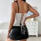 Fishtail-waist Striped Vest With Tie-up Top