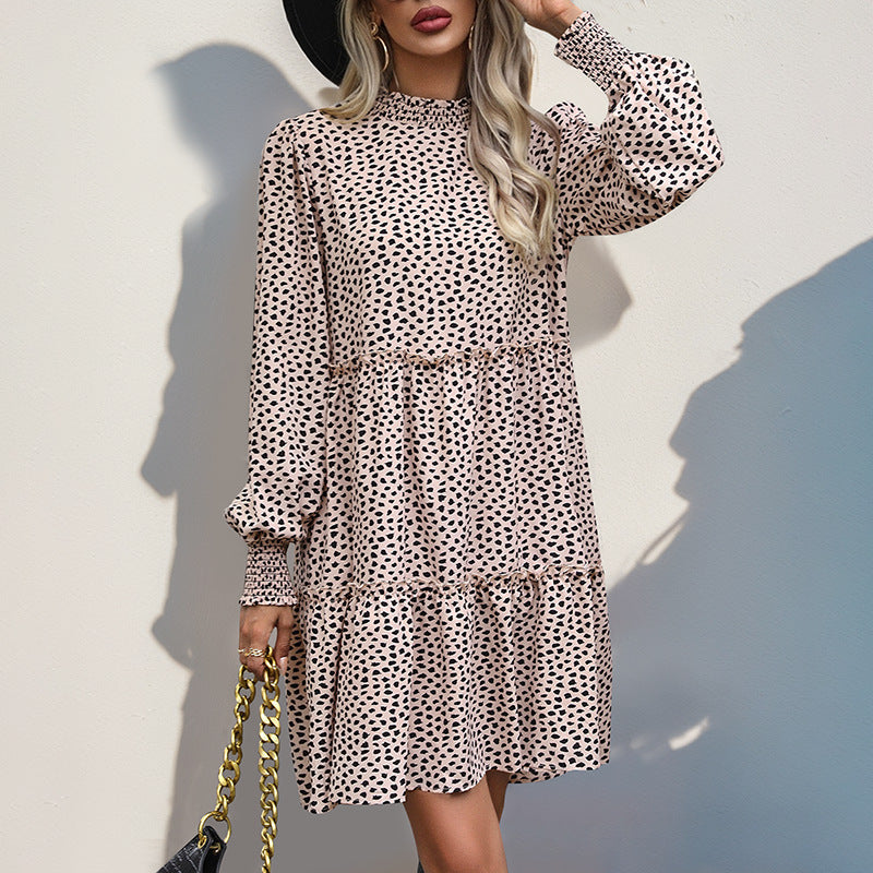 Leopard Print Long Sleeve Dress