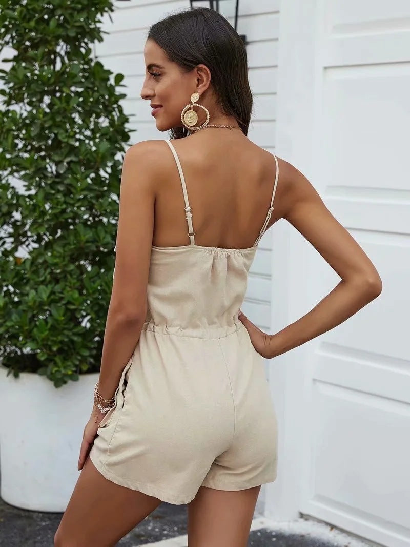 Cross-border -selling Tooling Style Three-dimensional Pocket Sling Lace-up Waist Shorts