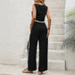 Black And White Color Contrast Patchwork Sleeveless Vest Pants Two-piece Set