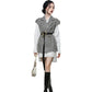 Women's New Fashion White Shirt Skirt Houndstooth Two-piece Vest