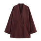Two-color V-neck Single Button Coat Waist Wide Leg Trousers Two-piece Suit