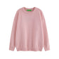 American Retro Simple Solid Color Crew Neck Pullover Sweater Men And Women