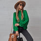 Irregular Stand Collar Stitching Lantern Sleeve Shirt Top