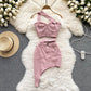 Tenue élégante rose pour fille sexy, vêtements d'extérieur, haut bandeau à bretelles, jupe irrégulière, costume deux pièces élégant