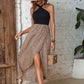 New European And American Summer Women's Leopard Print Halter Irregular Slit Dress