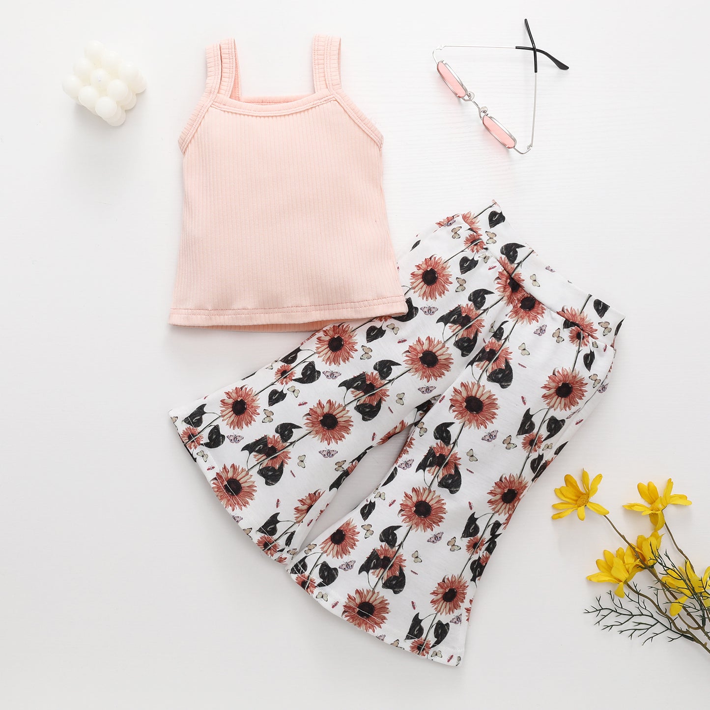 Summer Girls' Camisole Trousers Suit
