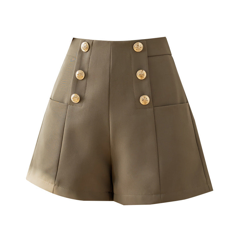 Short de costume taille haute à boutonnage ample en A