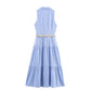 Summer With Belt Linen Blend Midi Skirt Sleeveless Dress
