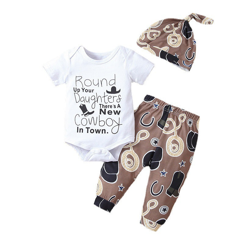 Summer Toddler Letter Short Sleeve Creeper