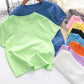 T-shirt blanc à manches mi-longues pour garçons et filles