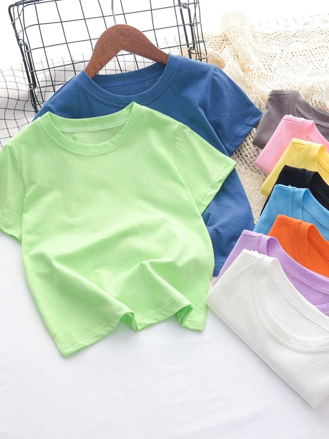 T-shirt blanc à manches mi-longues pour garçons et filles