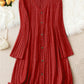 Solid-color V-neck Long-sleeve Versatile Dress