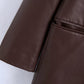 Women's Lapel Single-breasted PU Loose Coat