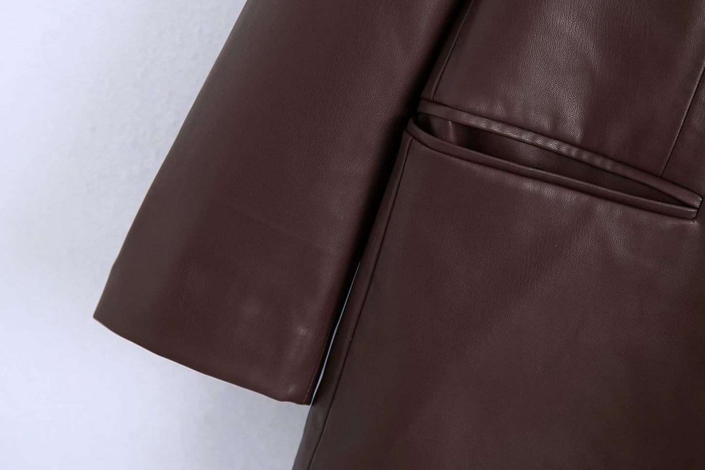 Women's Lapel Single-breasted PU Loose Coat