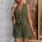 Leisure Commute Front Button Vest And Shorts Suit