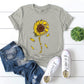 T-shirt ample à manches courtes et col rond pour femme, style européen et américain, imprimé chrysanthème