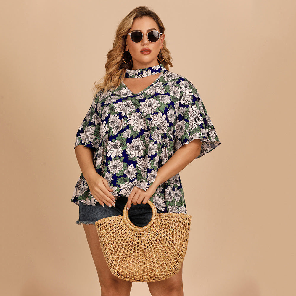 Women's Ruffle Sleeve Floral Shirt