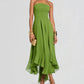 Ruched, Slim-fit, Chic, Asymmetric Maxi Dress