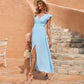 Sleeveless V-neck Casual Slit Midi Skirt