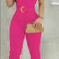 Women's Solid Color V-Neck Pleated Sleeveless Jumpsuit For Daily & Office Wear, Summer