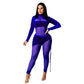 Mesh Velvet Stitching Solid Color Jumpsuit