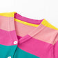 Children's Cotton Sweater Rainbow Striped Cardigan Knitted Coat